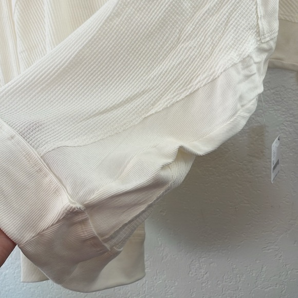 NWT Free People Santa Clara Thermal Size Women's M Alabaster Long Sleeve V-Neck - Picture 5 of 8